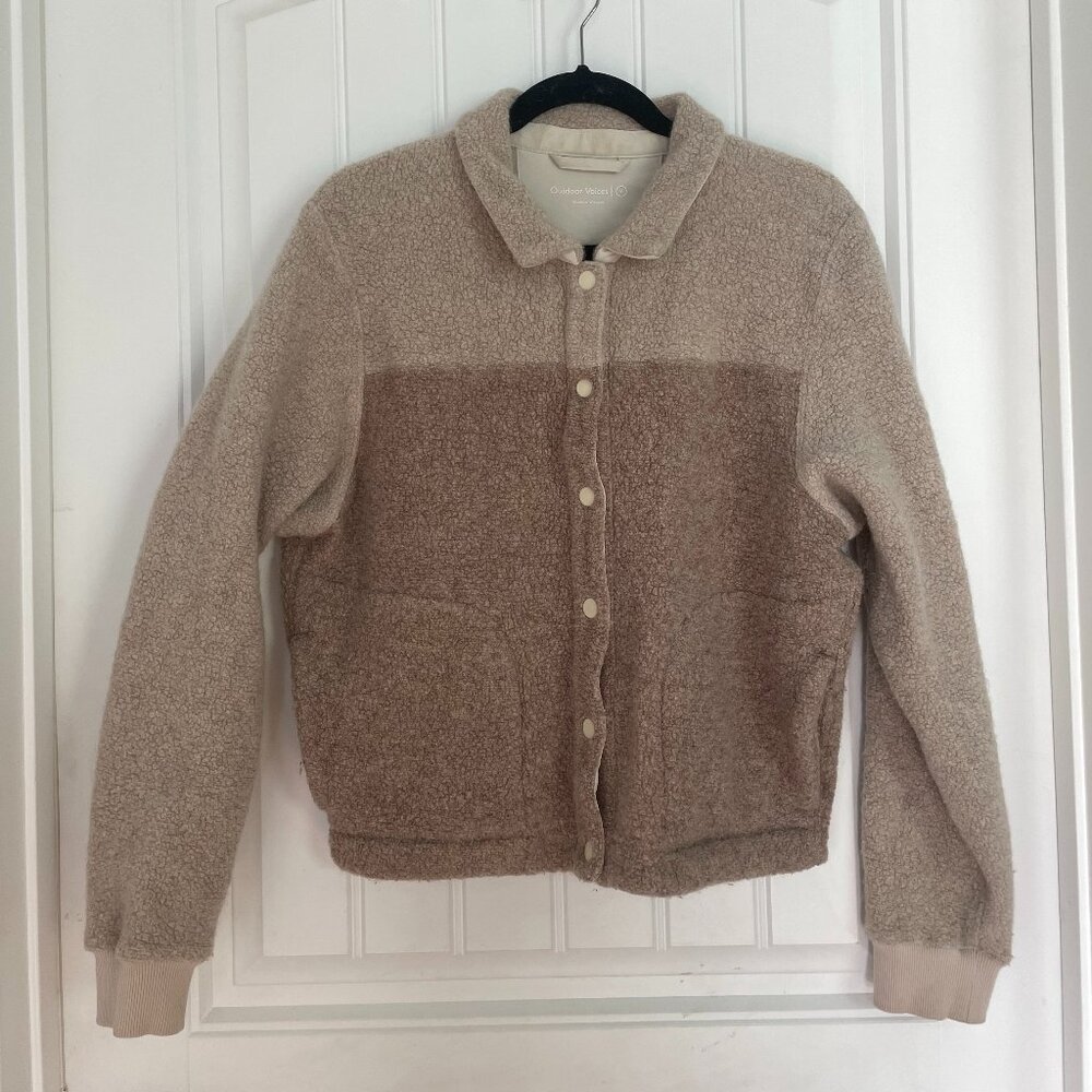 Outdoor Voices MegaFleece Bomber Jacket in Oatmeal